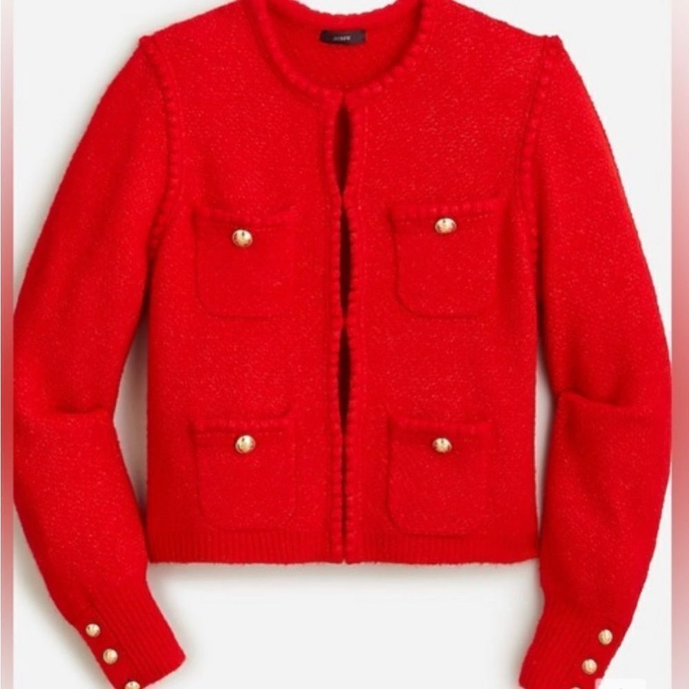 J Crew Red Cardigan jacket with Gold Buttons size L